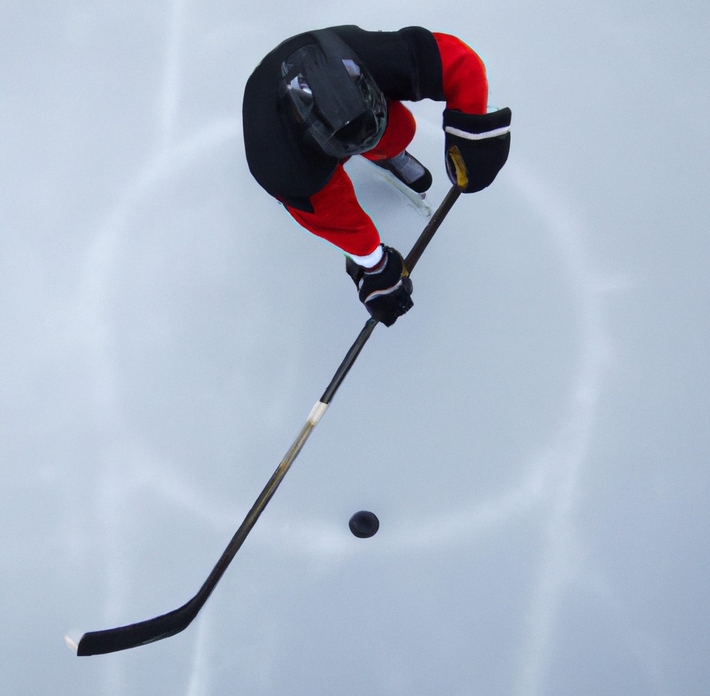 professional ice hockey player holding a carbon fiber hockey stick